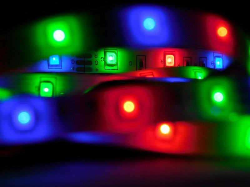 LEDs de colores encendidos